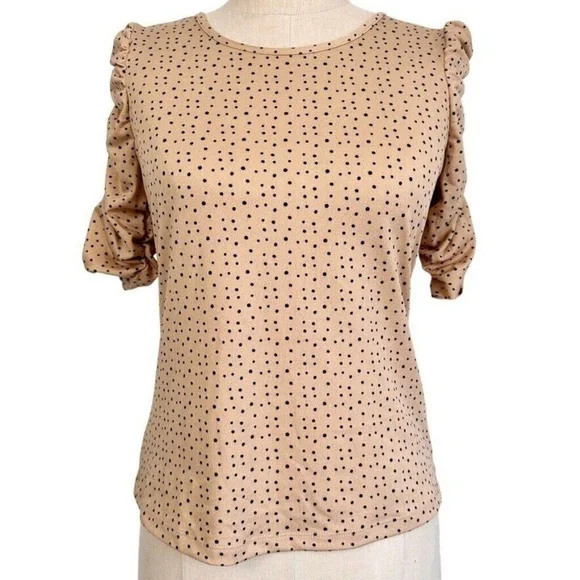 Jules & Leopold Women's Half Sleeve Ruched Top Womens Sz Small Beige Nude - Picture 9 of 9
